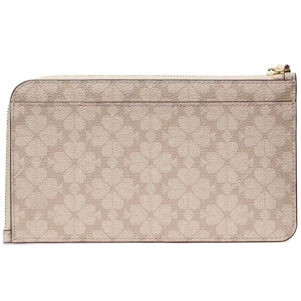 Kate Spade Large Wristlet Lucy Spade Flower Medium L-Zip Wristlet Dark Beige Moon Dust # KG487