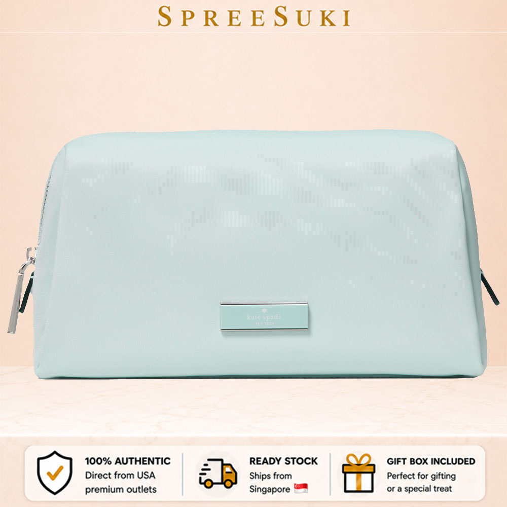 Kate Spade Carter Nylon Cosmetic Pouch Makeup Bag Crisp Sky Sky Blue # KL875