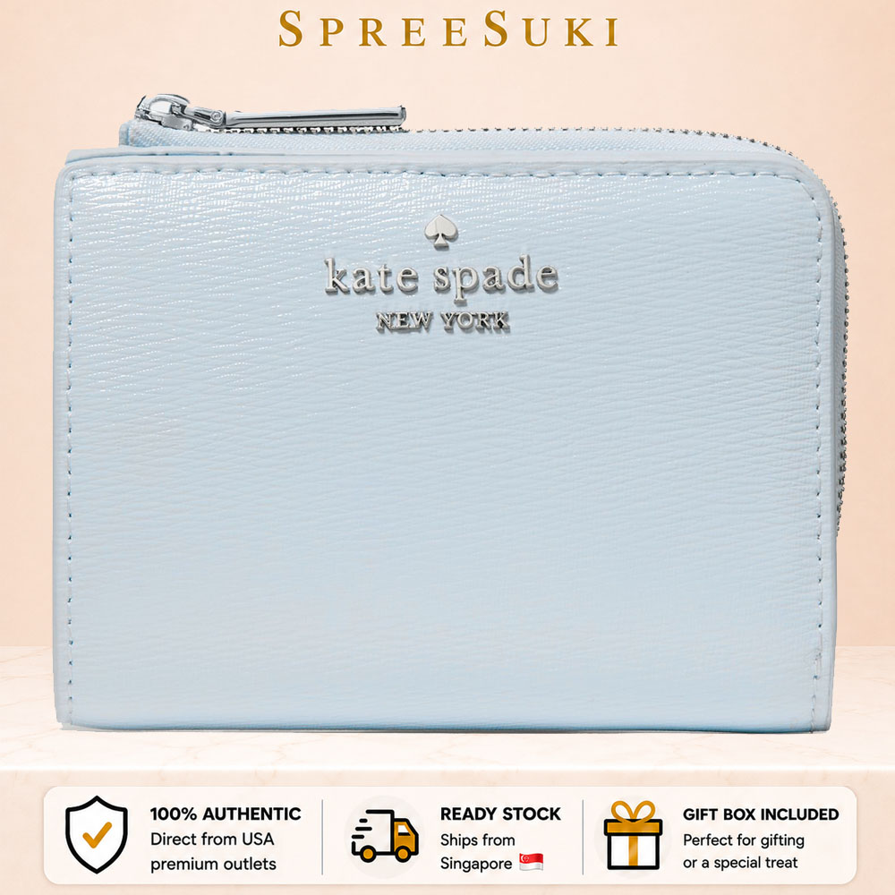 Kate Spade Small L-Zip Wallet Pale Sapphirine Blue # KP063