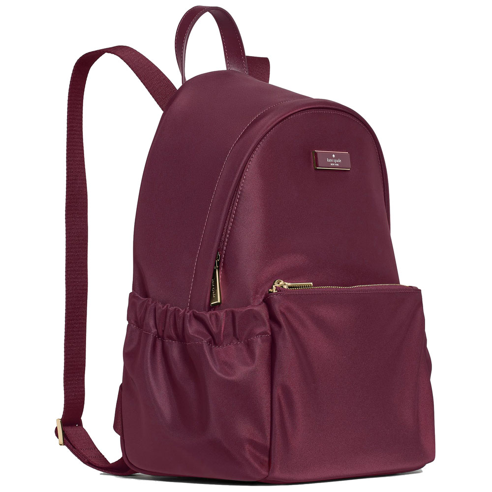 Kate Spade Carter Nylon Dome Backpack Deep Cherry Burgundy # KP110