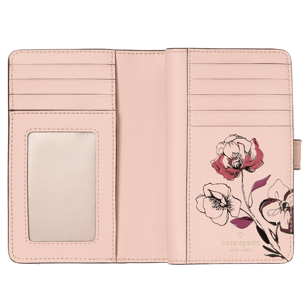 Kate Spade Floral Interior Medium Bifold Wallet Grenache Red # KP301