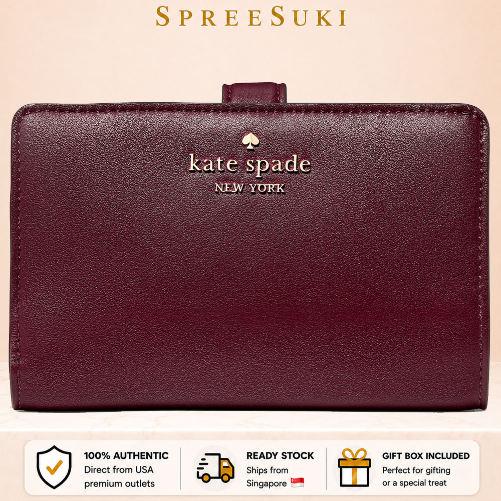 Kate Spade Floral Interior Medium Bifold Wallet Grenache Red # KP301