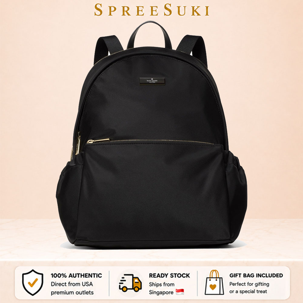 Kate Spade Carter Nylon Large Dome Backpack Black # KP111
