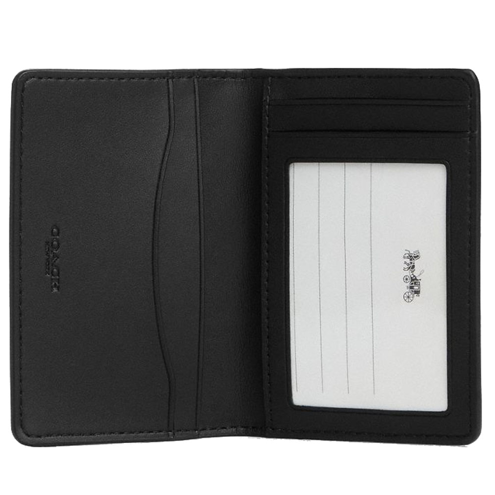 Coach Men Id Wallet In Signature Canvas Charcoal Black # CW367
