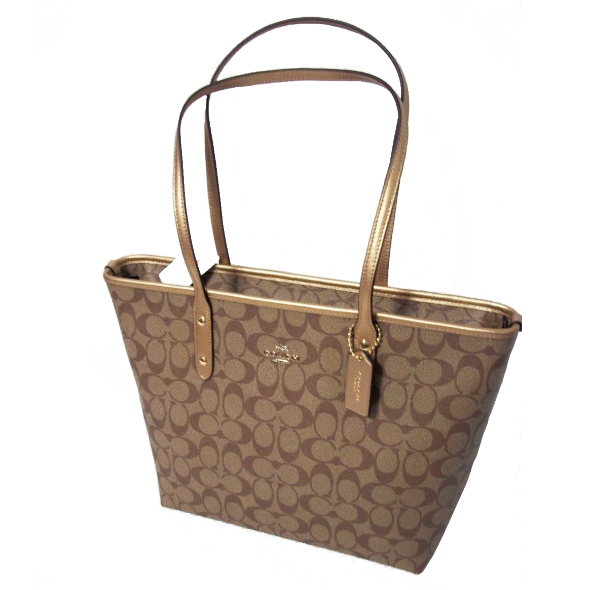 coach field tote in signature jacquard