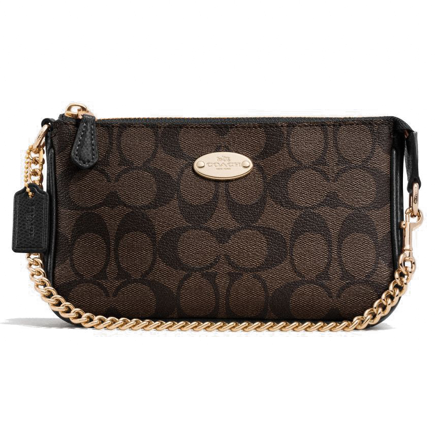 coach wristlet dark brown