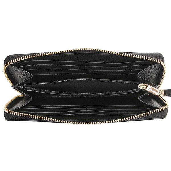 Coach Accordion Zip Wallet In Pebble Leather Gold / Black # F57215