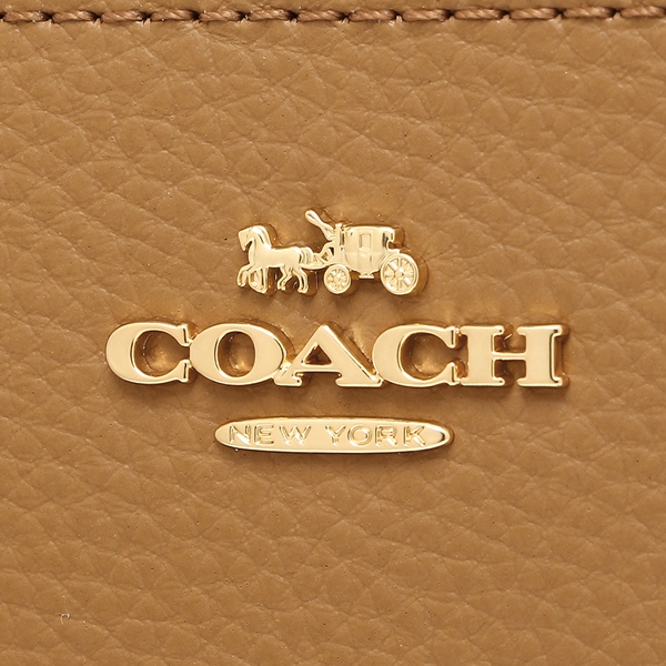 Coach Accordion Zip Wallet In Polished Pebble Leather Light Saddle Brown # F16612