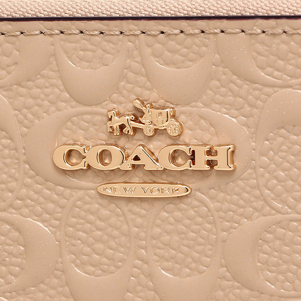 Coach Accordion Zip Wallet In Signature Debossed Patent Leather Gold / Platinum # F54805