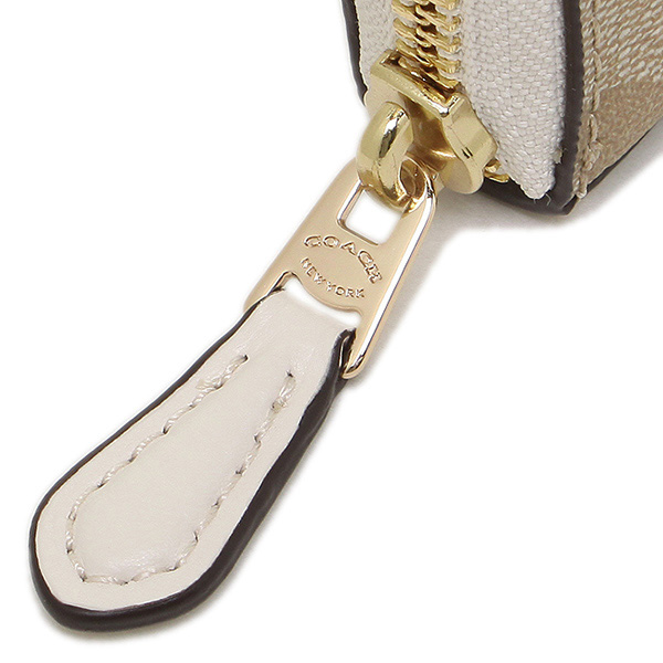 Coach Accordion Zip Wallet In Signature Gold / Light Khaki / Chalk # F54632