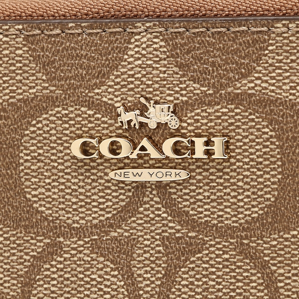Coach Accordion Zip Wallet In Signature Saddle Brown / Khaki # F54632