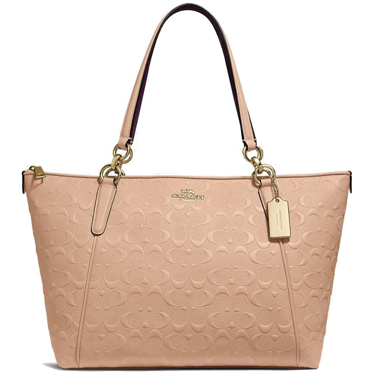 Coach Ava Tote In Signature Leather Nude Pink Beige / Gold # F28558