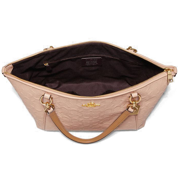 Coach Ava Tote In Signature Leather Nude Pink Beige / Gold # F28558