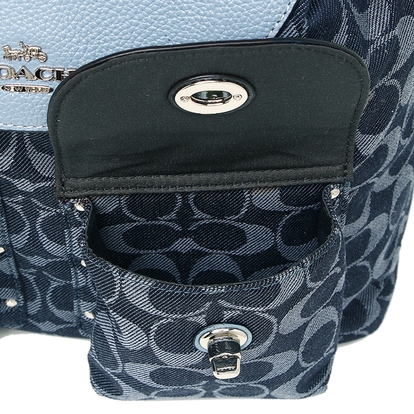 Coach Backpack With Gift Bag Billie Backpack In Signature Denim Denim Blue / Silver # F25892
