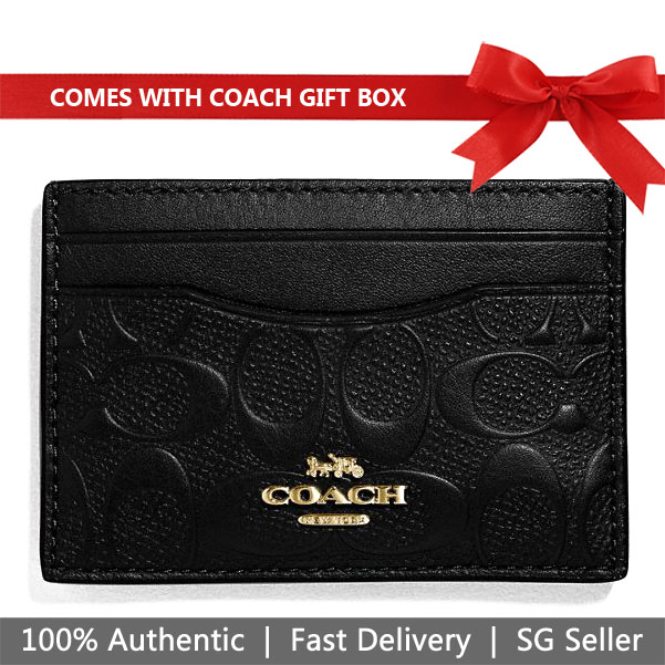 Coach Card Case In Gift Box Card Case In Signature Leather Black # F73601