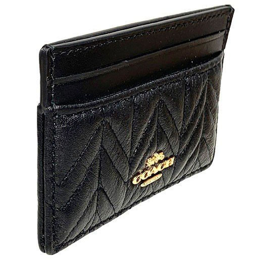 Coach Card Case In Gift Box Card Case With Quilting Black # F73000