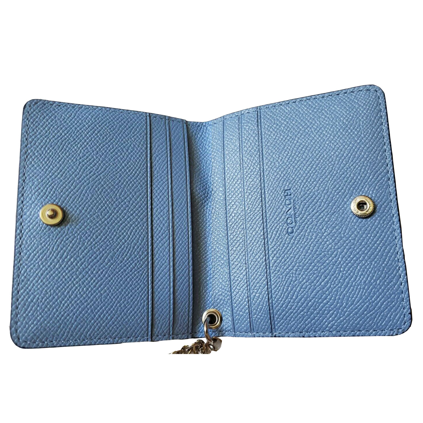 Coach Card Case In Gift Box Key Ring Card Case Slate Blue # 68005