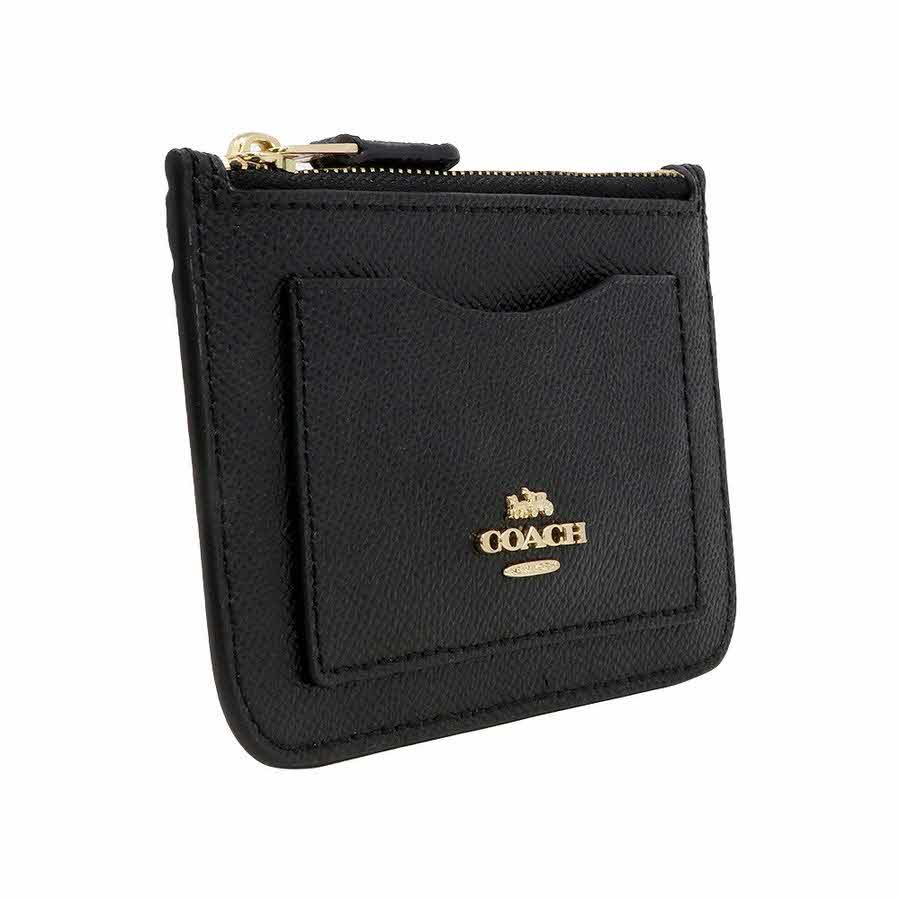 Coach Card Case In Gift Box Zip Top Card Case Black # F73043