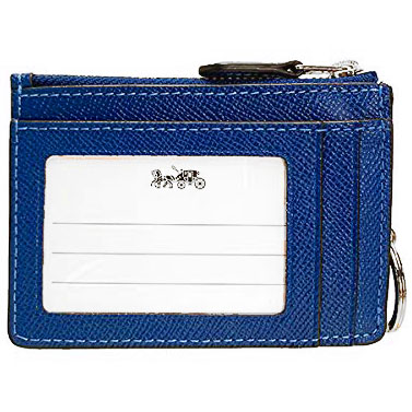 Coach Card Key Case In Gift Box Mini Skinny Id Case Atlantic Blue # F12186
