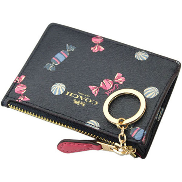 Coach Mini Skinny Id Case With Scattered Candy Print Navy Dark Blue # F73464