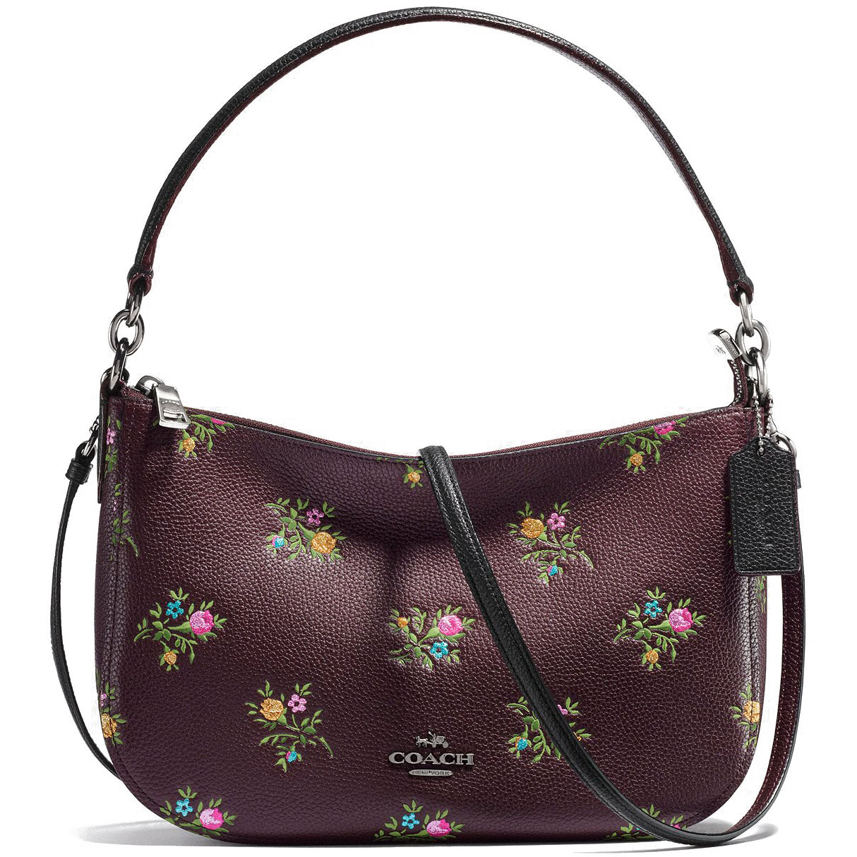 Coach Chelsea Crossbody With Cross Stitch Floral Print Floral / Oxblood # 22830