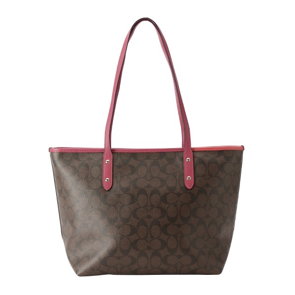Coach City Zip Tote In Signature Light Gold / Brown Rouge # F58292