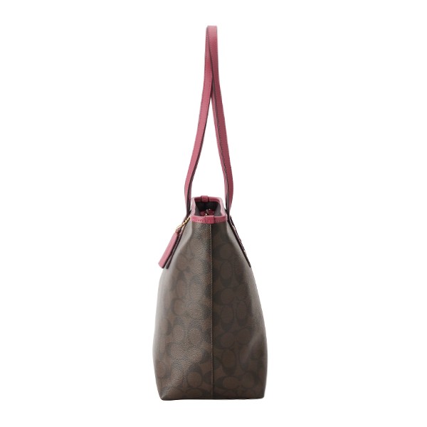 Coach City Zip Tote In Signature Light Gold / Brown Rouge # F58292
