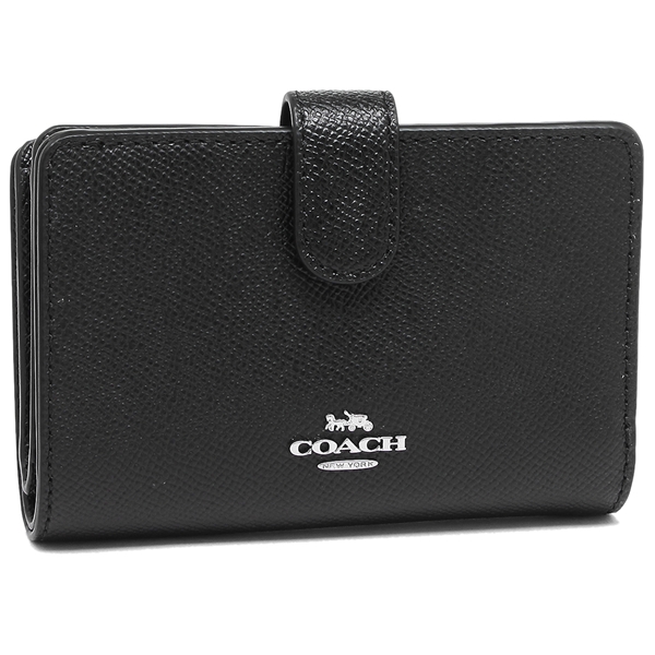 Coach Coach In Gift Box Medium Wallet Medium Corner Zip Wallet In Crossgrain Leather Black / Silver # F11484