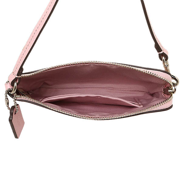 Coach Corner Zip Wristlet In Crossgrain Leather Petal Pink / Silver # F53429