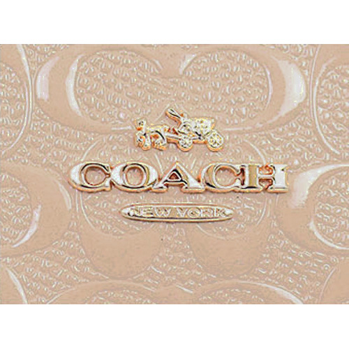 Coach Corner Zip Wristlet In Signature Debossed Patent Leather Gold / Platinum # F58034