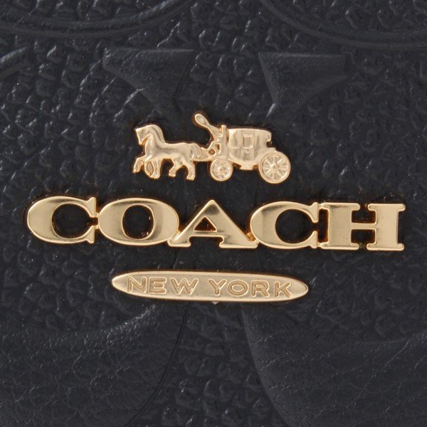 Coach Corner Zip Wristlet In Signature Leather Midnight Dark Blue / Gold # F30049