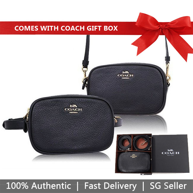 Coach Crossbody Bag In Gift Box Convertible Belt Bag Black / Gold # F34805