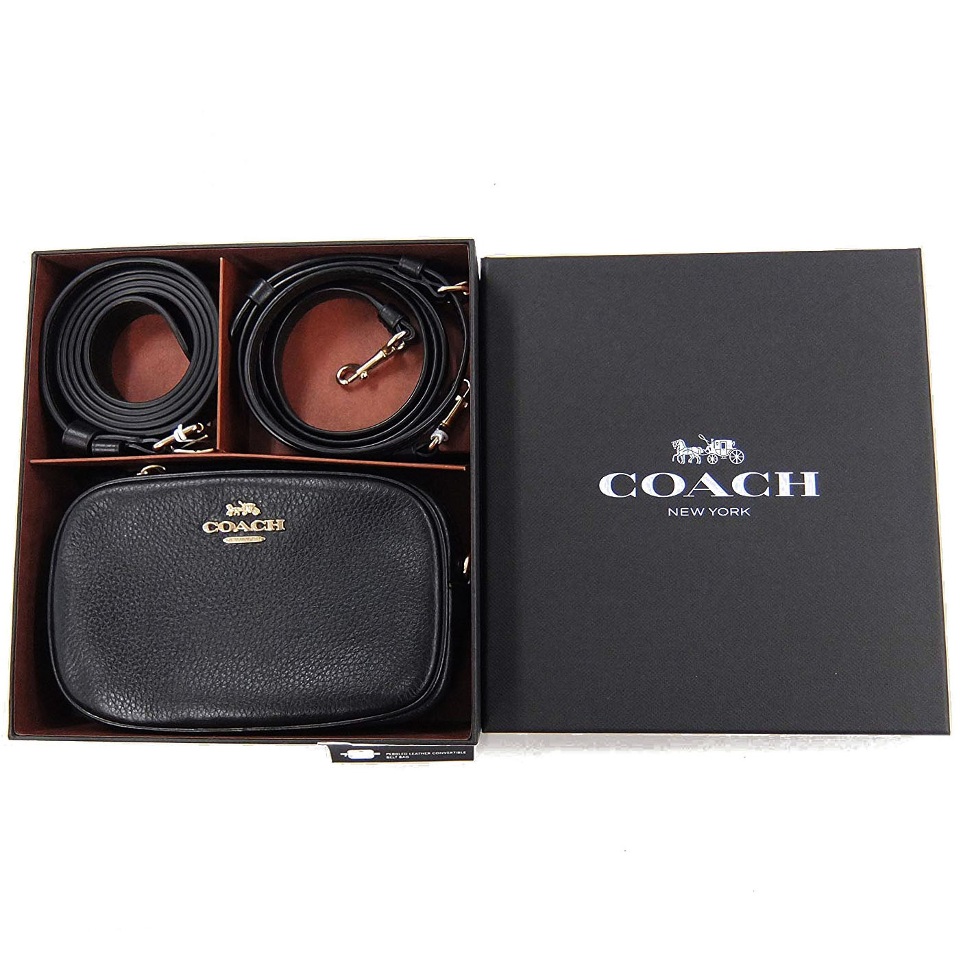 Coach Crossbody Bag In Gift Box Convertible Belt Bag Black / Gold # F34805