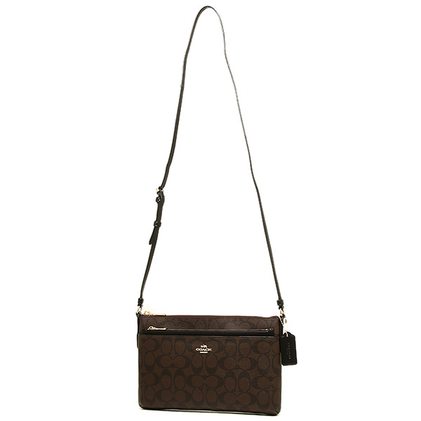 Coach Crossbody Bag East / West Crossbody With Pop Up Pouch In Signature Brown / Black # F58316