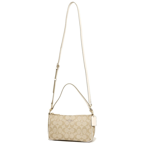 Coach Crossbody Bag In Gift Box Messico Top Handle Pouch In Signature Crossbody Bag Light Khaki Brown / Chalk White # F58321