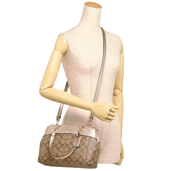 Coach Crossbody Bag In Gift Box Mini Brooke Carryall In Signature Canvas Khaki / Rose Pink # F39521