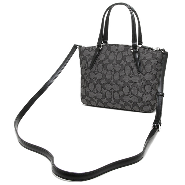 Coach Crossbody Bag In Gift Box Mini Kelsey Satchel In Outline Signature Black Smoke / Black / Silver # F57830