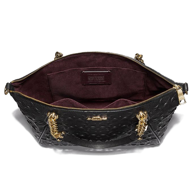 Coach Crossbody Bag In Gift Box Small Kelsey Chain Satchel In Signature Leather Black # F49317