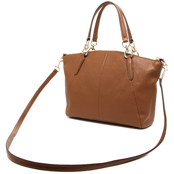 Coach Crossbody Bag In Gift Box Small Kelsey Satchel In Pebble Leather Saddle Brown / Gold # F36675