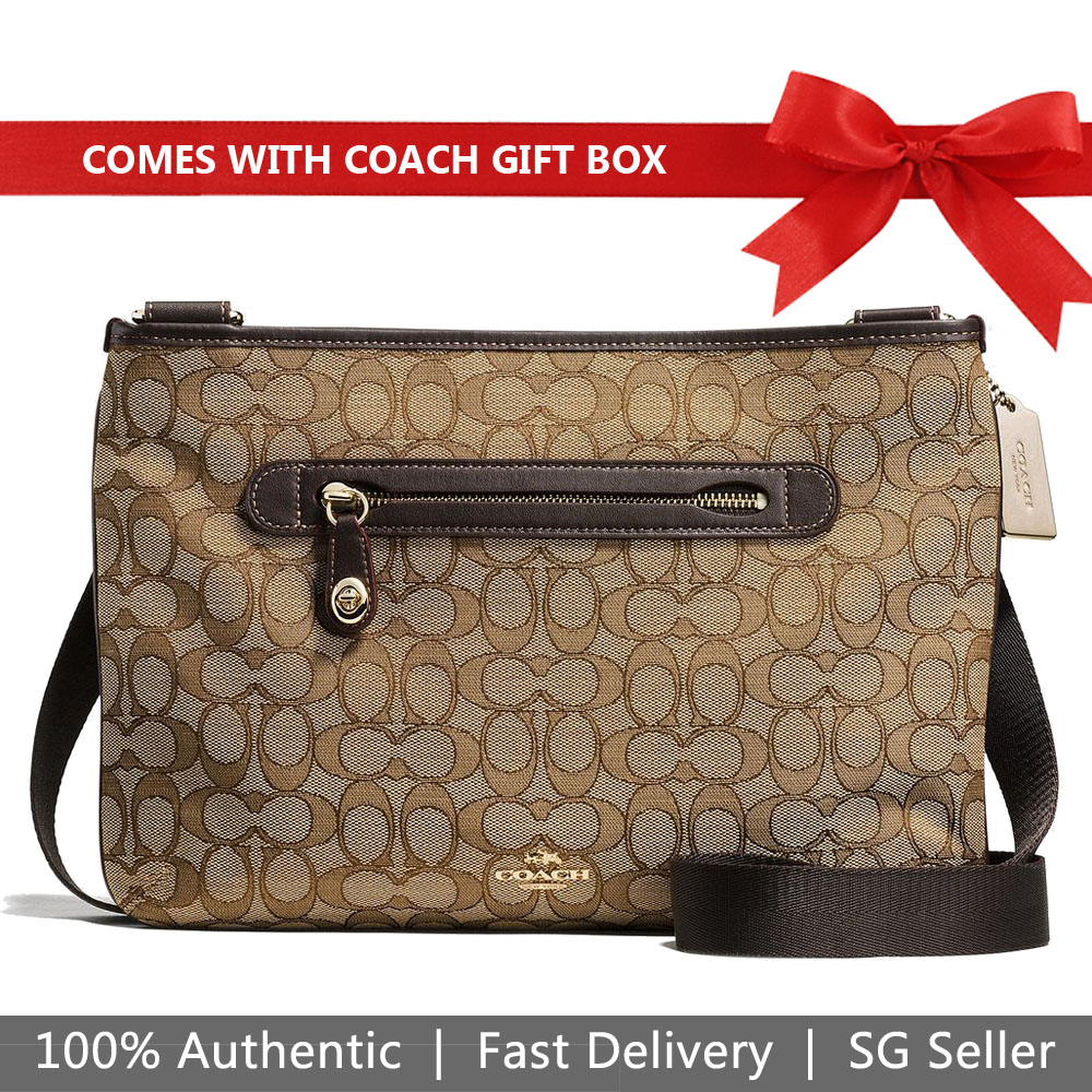 Coach Crossbody Bag In Gift Box Taylor In Signature Khaki Brown # 37587