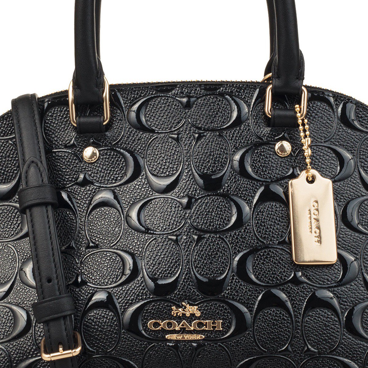Coach Crossbody Bag Mini Sierra Satchel In Debossed Patent Leather Black # F27597