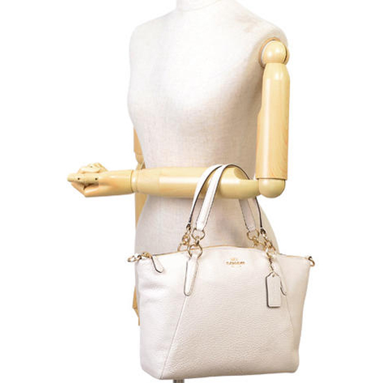 Coach Crossbody Bag Pebble Leather Small Kelsey Satchel Crossbody Shoulder Bag Chalk White # F36675