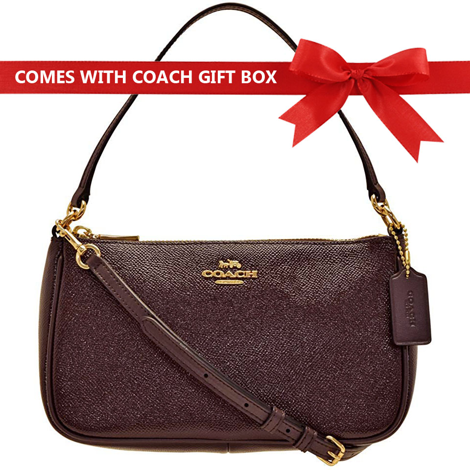 Coach Crossbody Bag Top Handle Pouch Oxblood / Gold # F32211