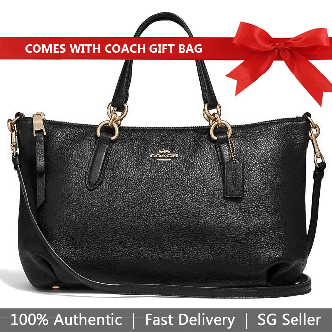 Coach Crossbody Bag With Gift Bag Ally Satchel Black / Gold # F30565