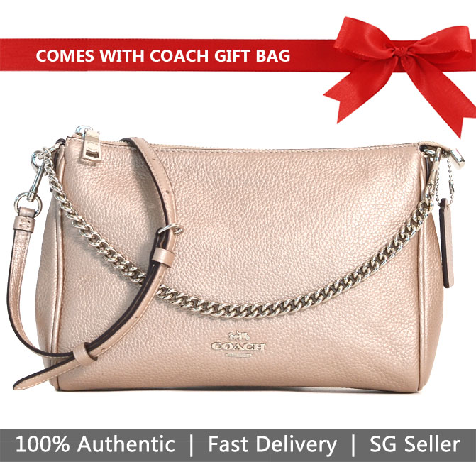 Coach Crossbody Bag With Gift Bag Carrie Crossbody Platinum / Silver # F39207