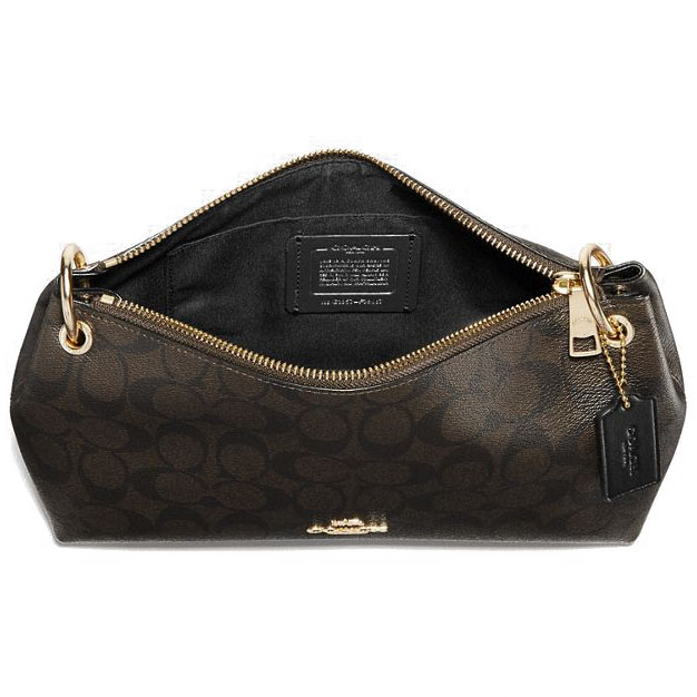 Coach Crossbody Bag With Gift Bag Charley Crossbody In Signature Canvas Brown Black # F39087