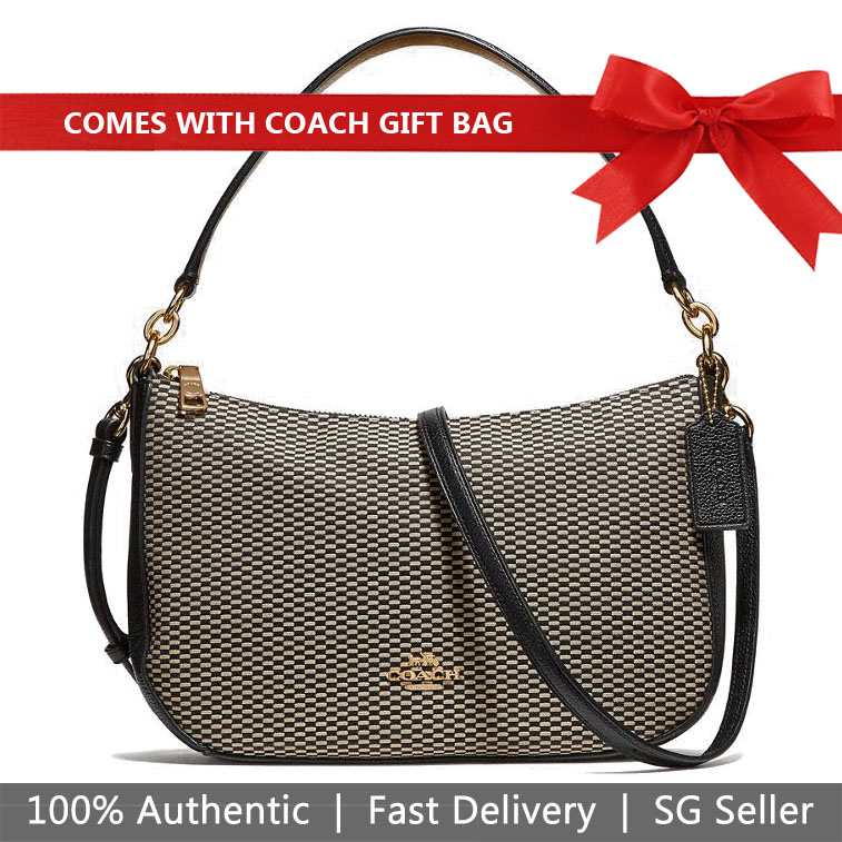 Coach Crossbody Bag With Gift Bag Chelsea Crossbody In Legacy Jacquard Black # 28892