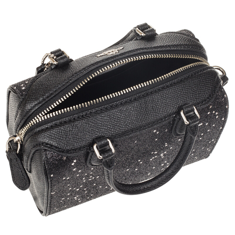 Coach Crossbody Bag With Gift Bag Micro Bennett Satchel With Star Glitter Black / Silver # F37747