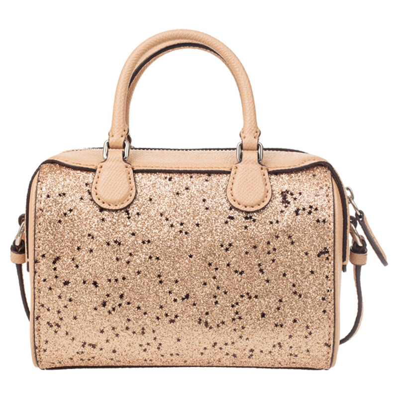 Coach Crossbody Bag With Gift Bag Micro Bennett Satchel With Star Glitter Gold / Silver # F37747