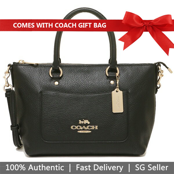 Coach Crossbody Bag With Gift Bag Mini Emma Satchel Black # F31466